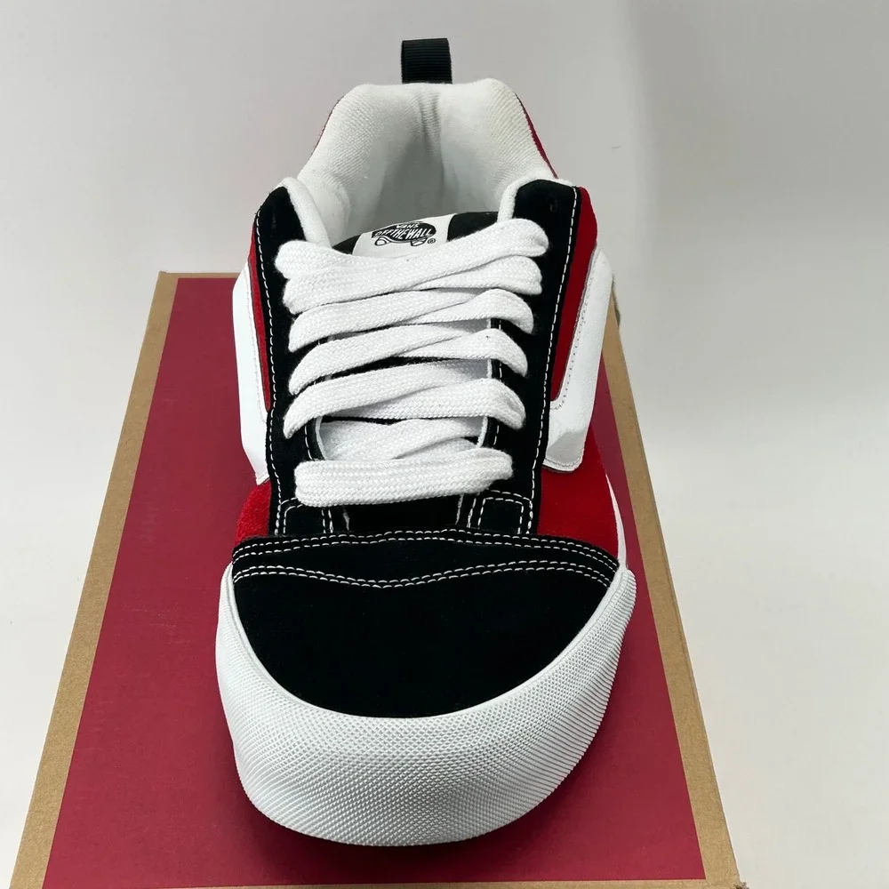Vans Knu Skool Mens 13 Red True White Black Suede Chunky Skate Shoes New